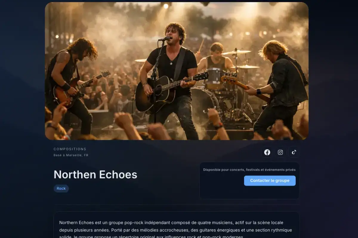 Aperçu de page concert BandCopilot